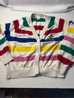 Disney 100 Anniversary Multi-Stripe Button Cardigan with Embroidered Mickey